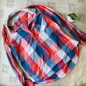Merona Colorful Plaid Cotton Button Down Shirt